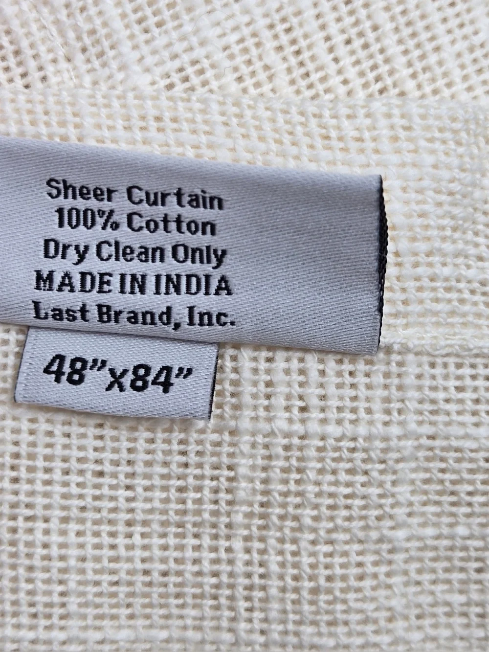 NWT QUINCE Set Of 4 48x84 Cotton Sheer Curtains Ivory 0850